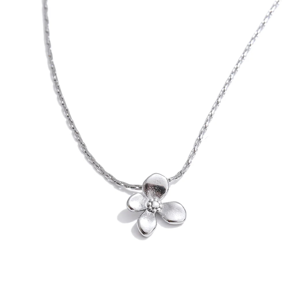 Petite Flower Pendant Necklace | Gold & Silver-Tone