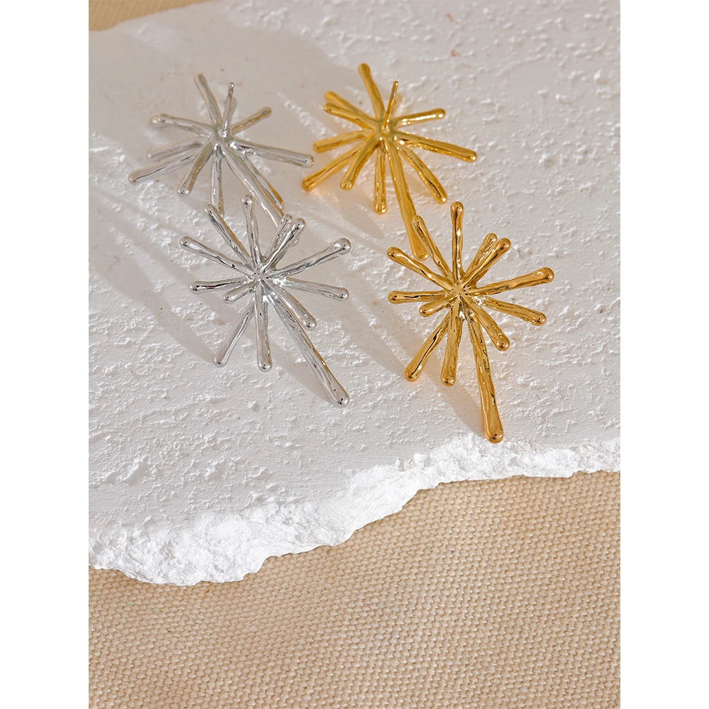 Textured Firework Stud Earrings | Gold & Silver-Tone