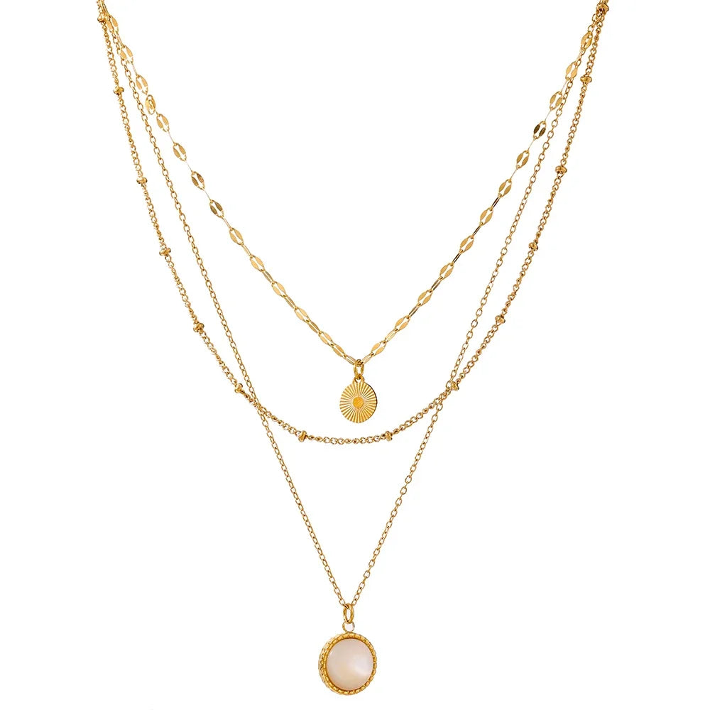 Textured Round Pendant Necklace | Gold & Silver-Tone