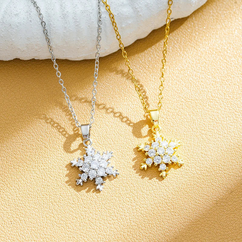 Sparkling Snowflake Christmas Pendant Necklace