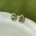 Pear-Cut Cubic Zirconia Stud Earrings | Gold-Tone