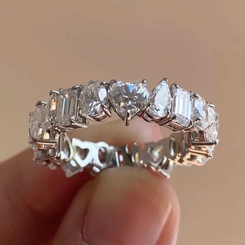 Geometric Cubic Zirconia Statement Ring