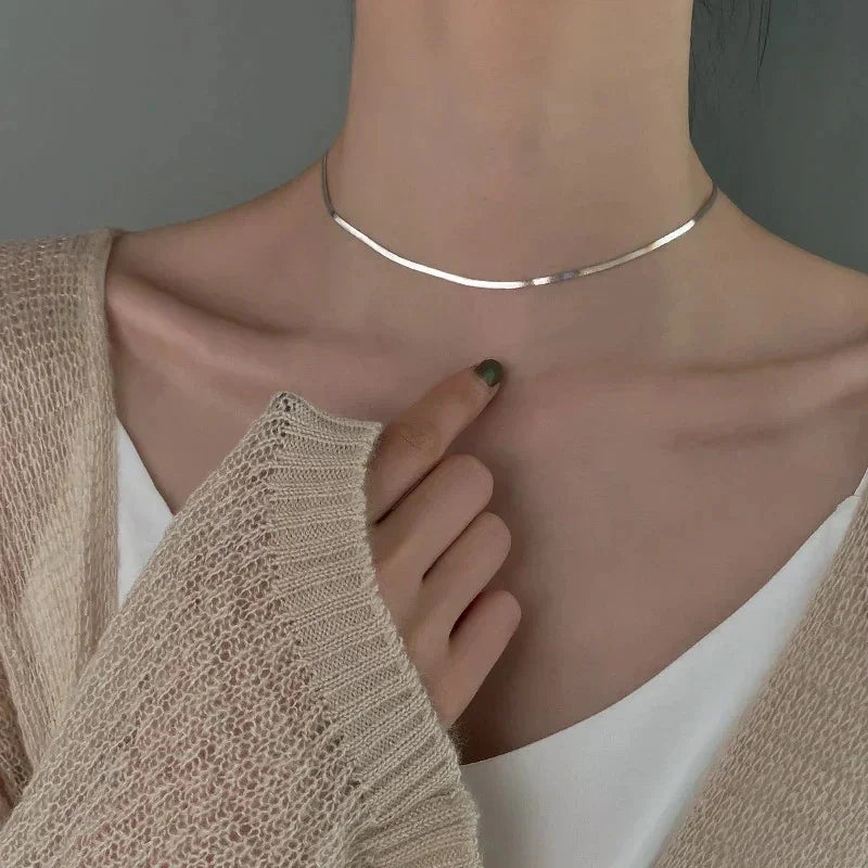 Smooth Snake Chain Necklace | Silver-Tone