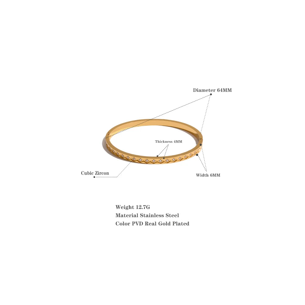 Cubic Zirconia Statement Bangle | Gold & Silver-Tone