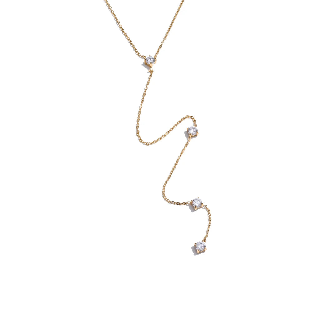 Cubic Zirconia Long Drop Necklace | Gold & Silver-Tone