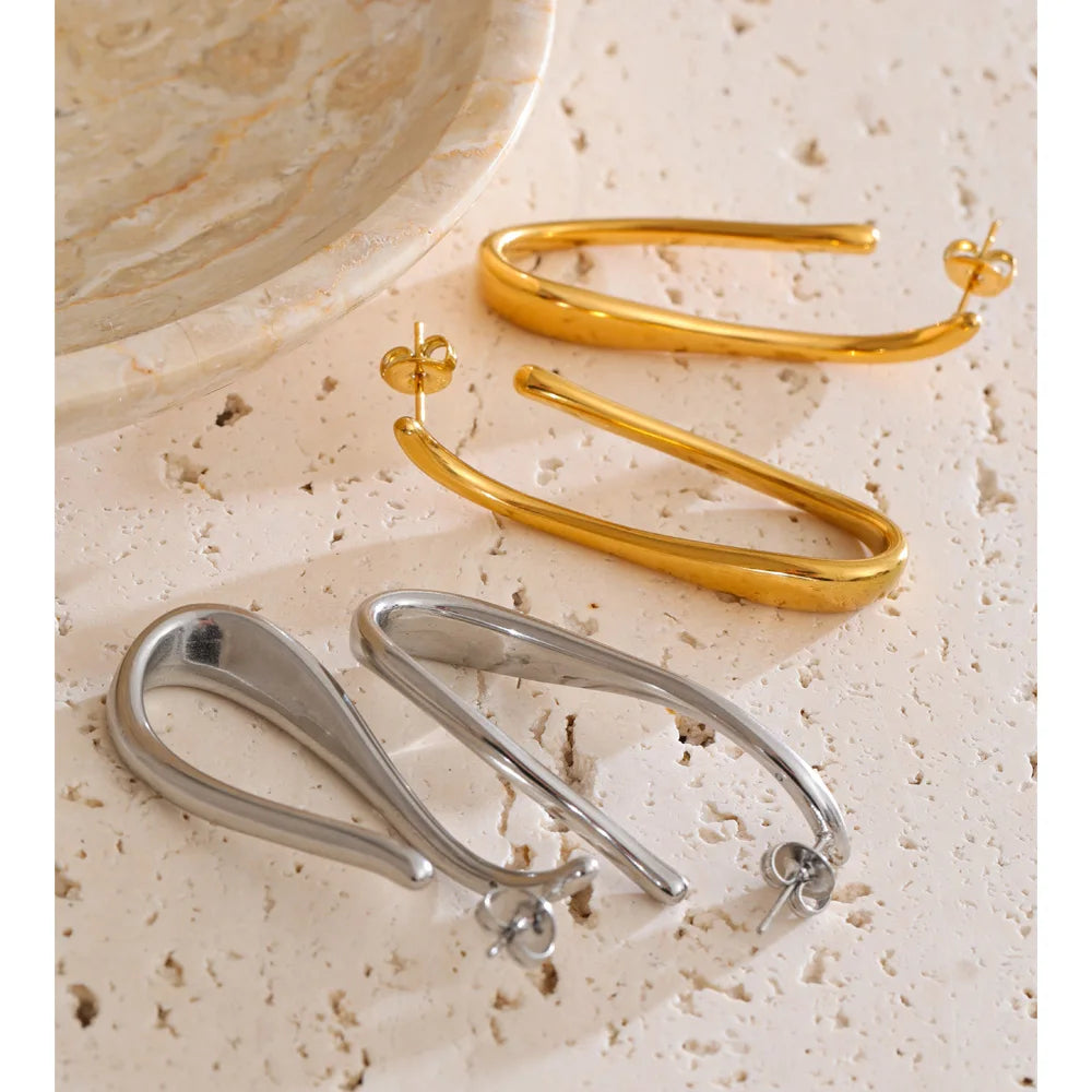 Chunky Geometric Huggie Earrings | Gold & Silver-Tone