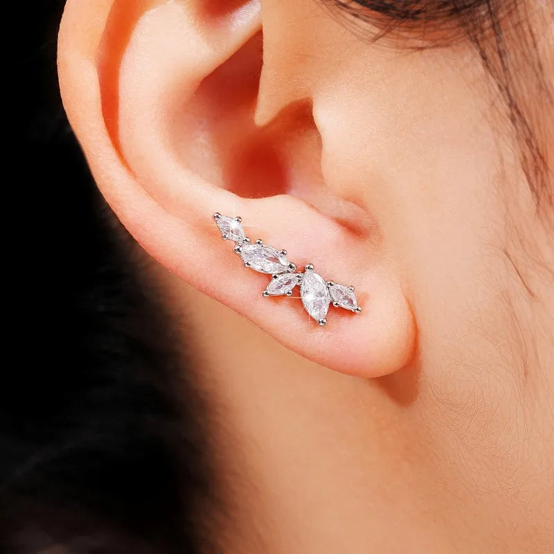 Crystal Leaf Stud Earrings