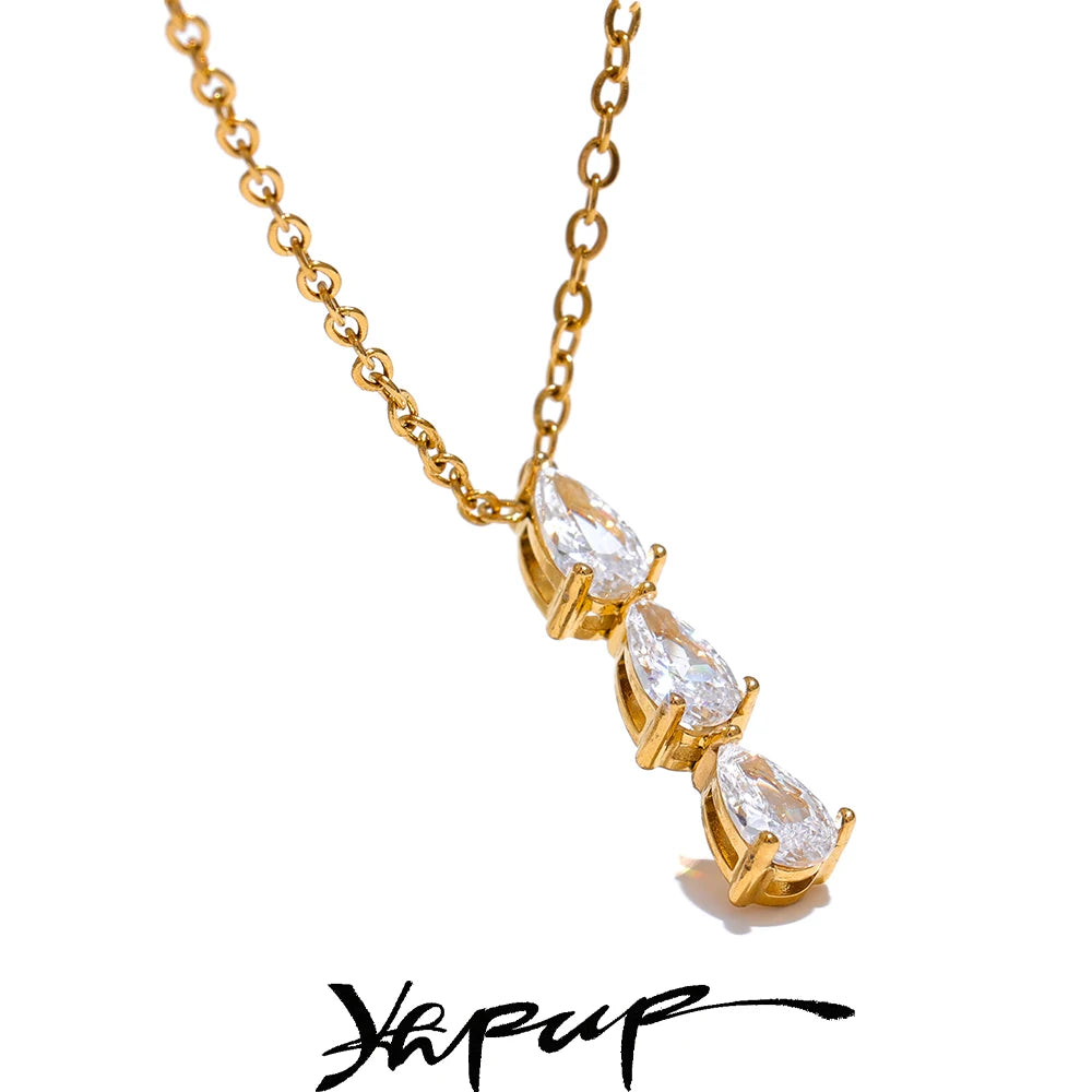 Teardrop Cubic Zirconia Necklace | Gold & Silver-Tone