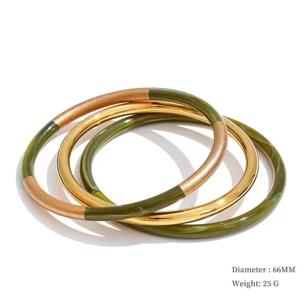 Colorful Resin-Accent Stacking Bangles | Choice of Colors