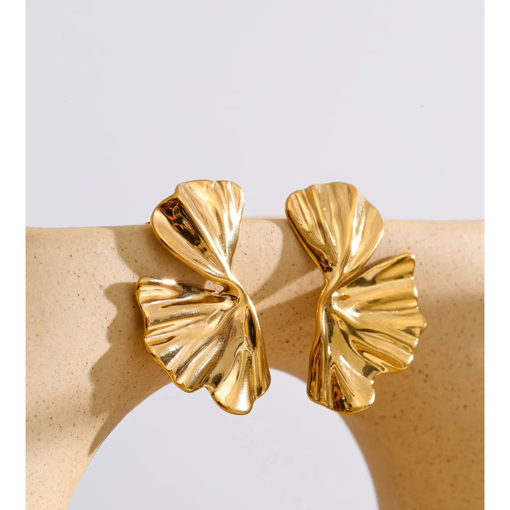 Sculpted Flower Stud Earrings | Gold & Silver-Tone