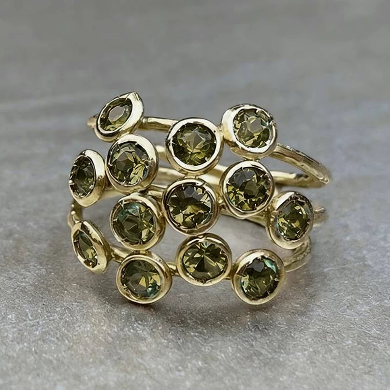 Olive Green Cubic Zirconia Wrap Ring