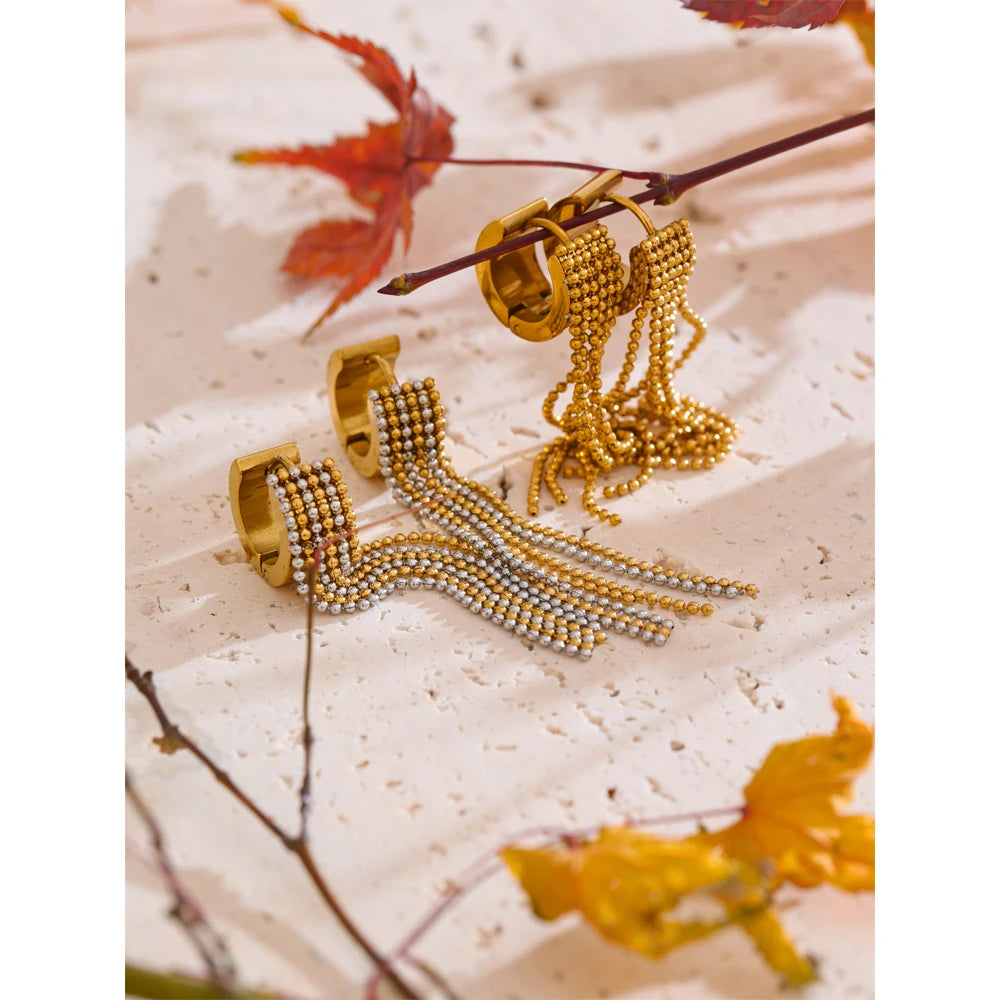 Long Chain Tassel Earrings | Gold, Silver & Mixed