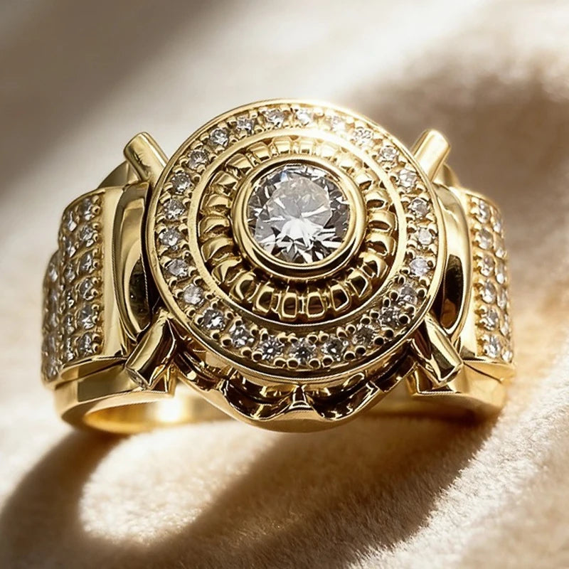Round Halo Cubic Zirconia Statement Ring