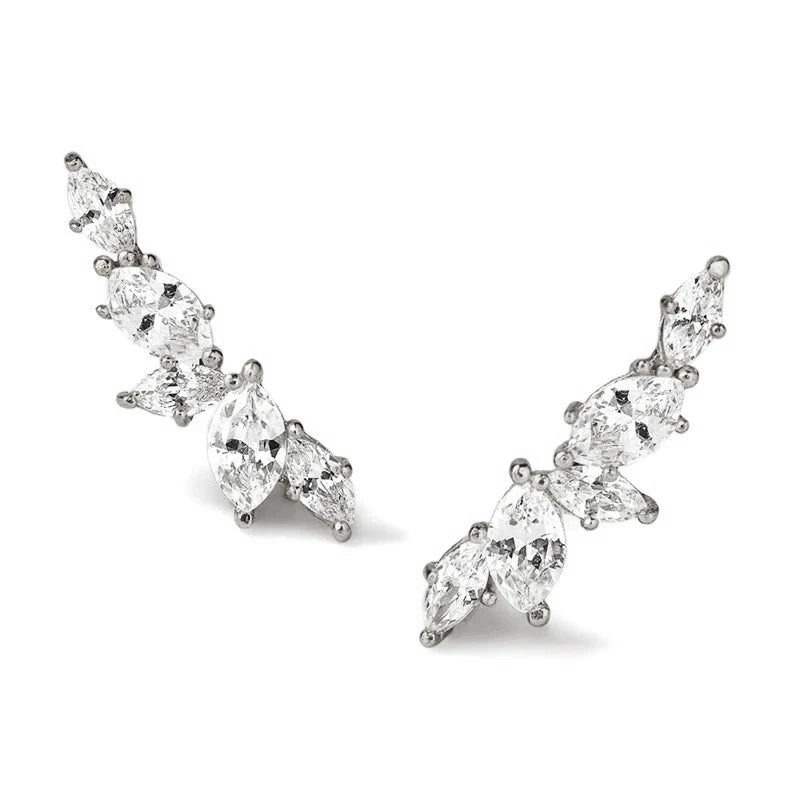 Crystal Leaf Stud Earrings