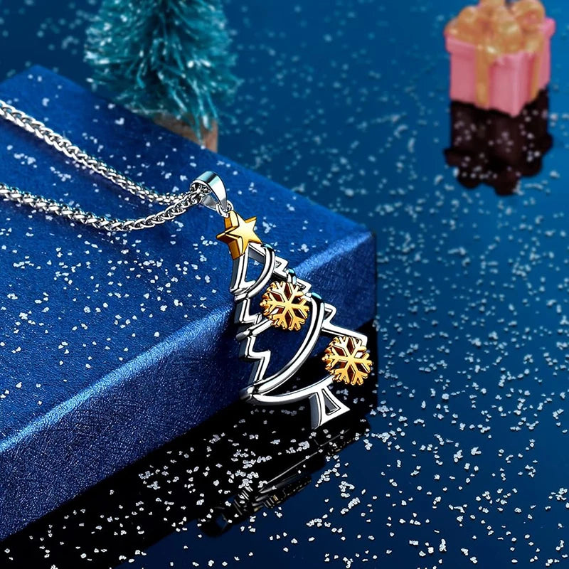 Two-Tone Christmas Tree Pendant Necklace | Festive Collection