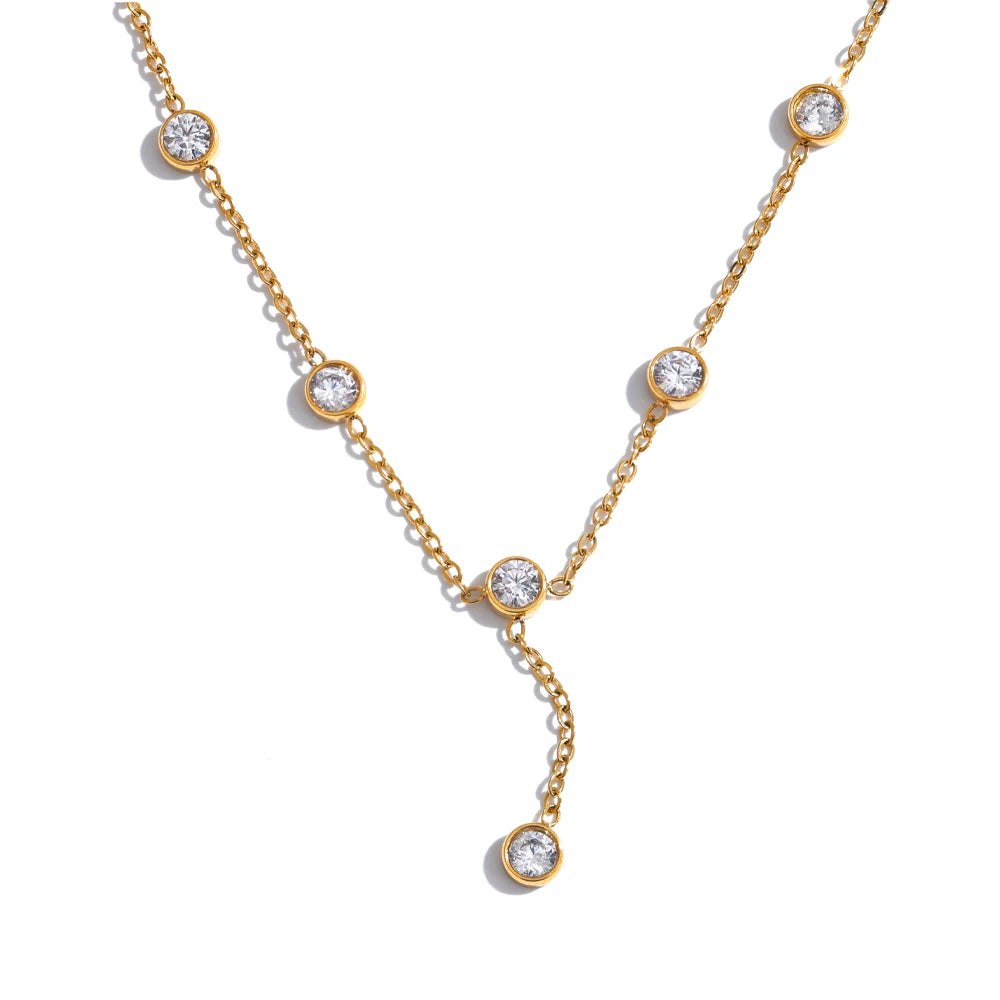 Delicate Zirconia Chain Necklace | Gold & Silver-Tone