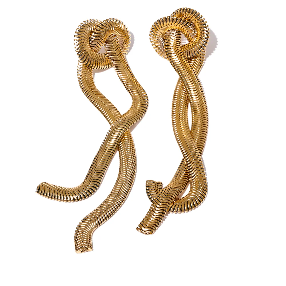 Snake-Chain Knot Tassel Earrings | Gold & Silver-Tone