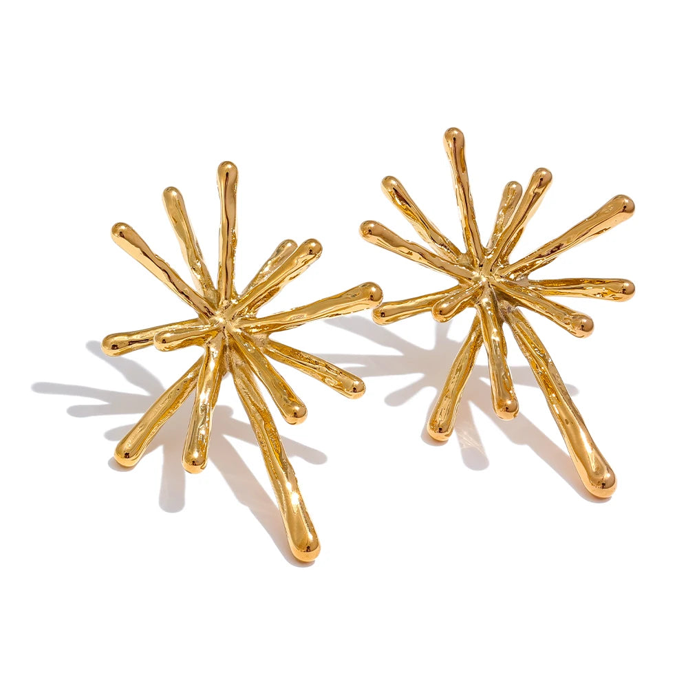 Textured Firework Stud Earrings | Gold & Silver-Tone