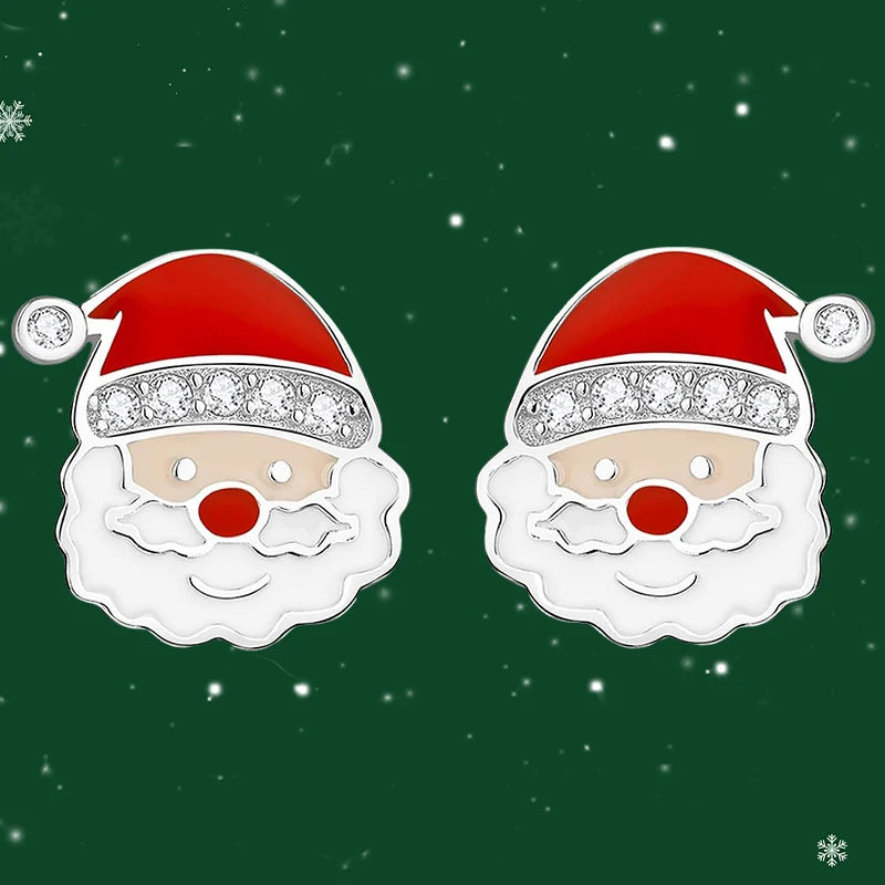 Santa Claus Red Enamel Stud Earrings