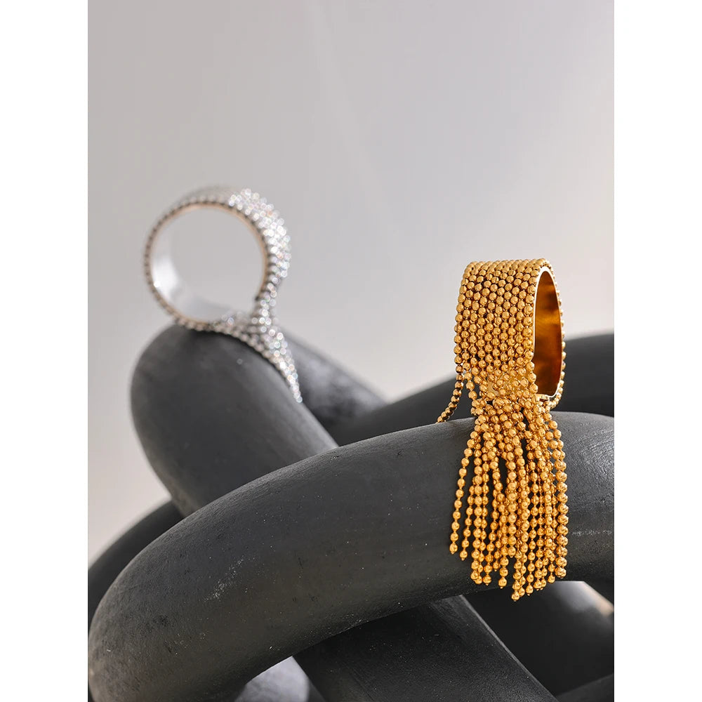 Chain Tassel Adjustable Statement Ring | Choice of Finishes