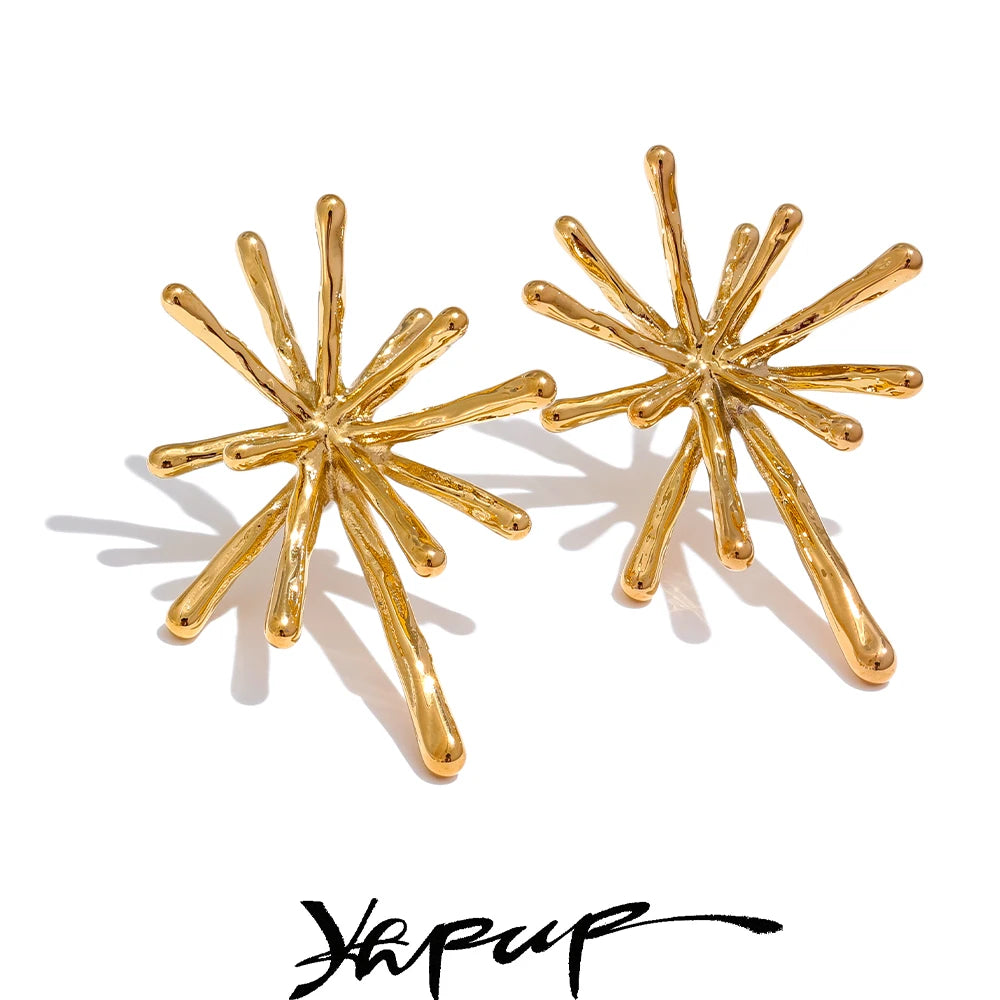 Textured Firework Stud Earrings | Gold & Silver-Tone