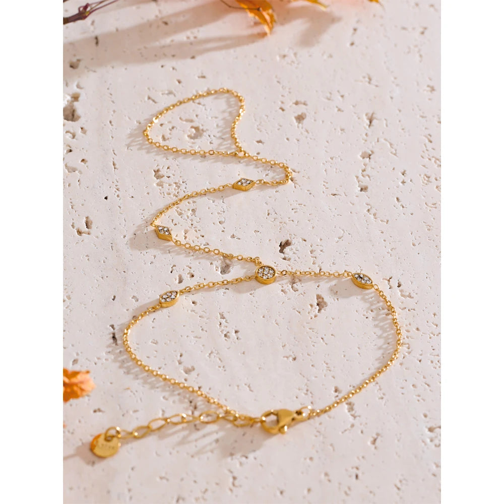 Cubic Zirconia Hand Chain Bracelet | Gold & Silver-Tone