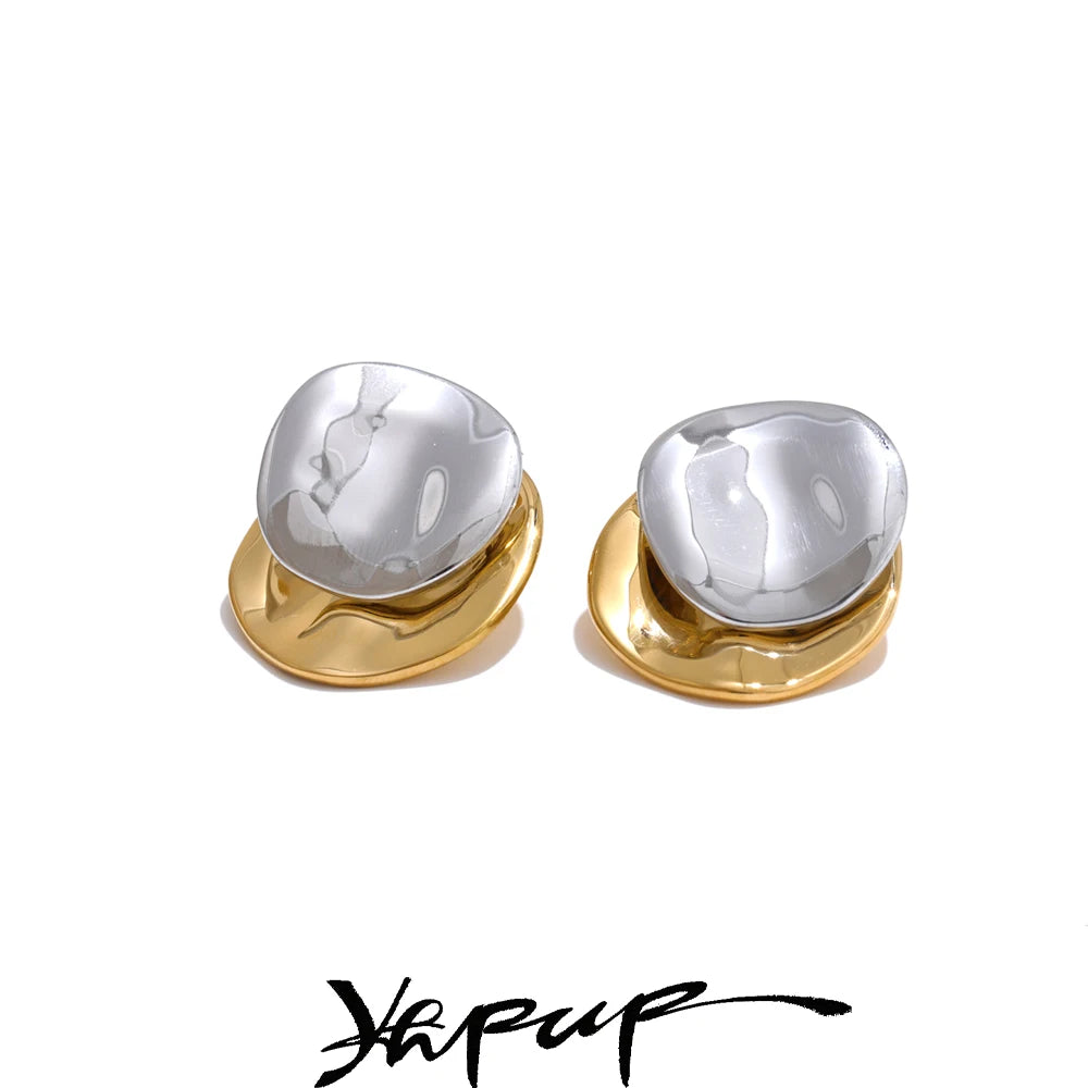 Two-Tone Geometric Stud Earrings | Modern Minimalist
