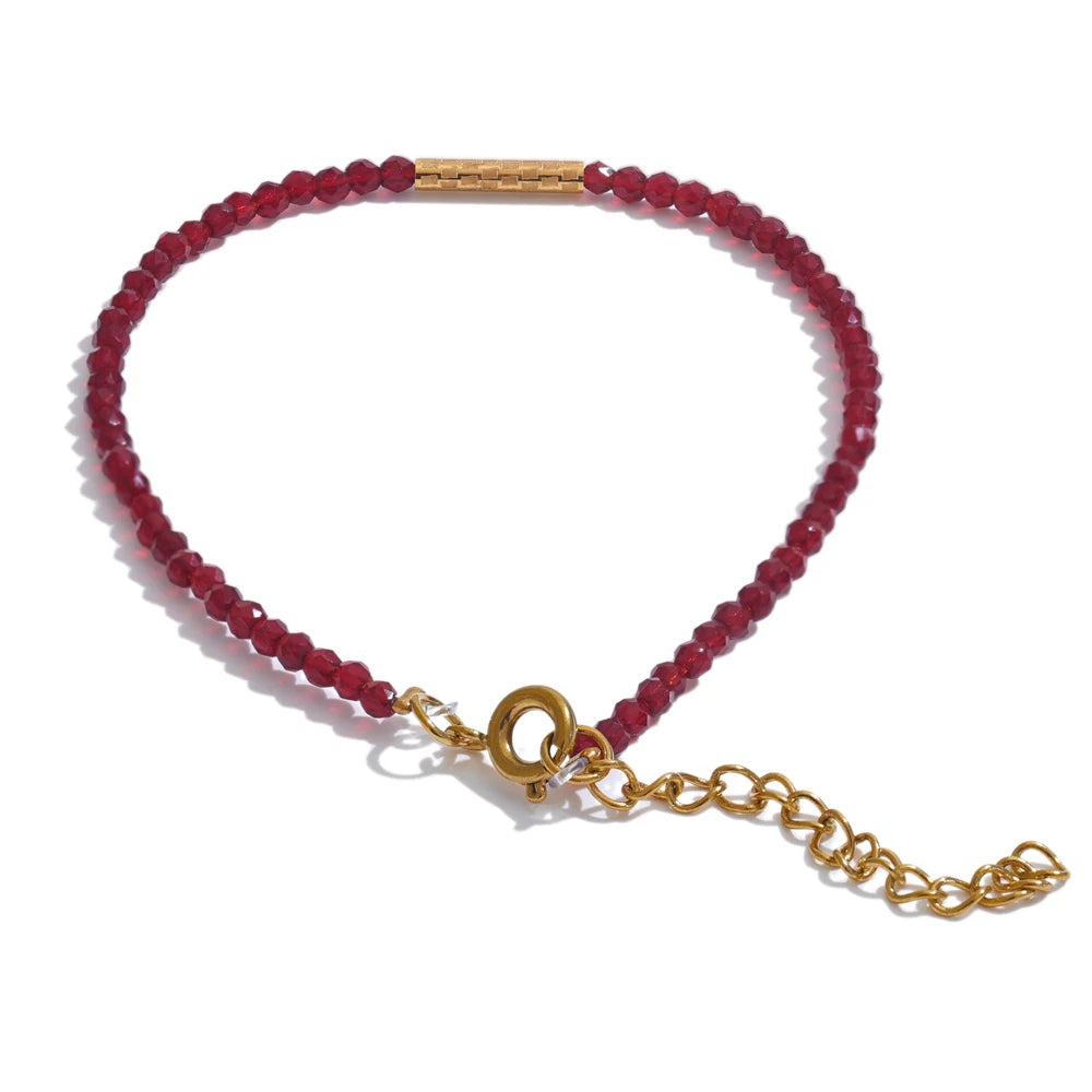 Red Crystal Beaded Bracelet | 20 cm