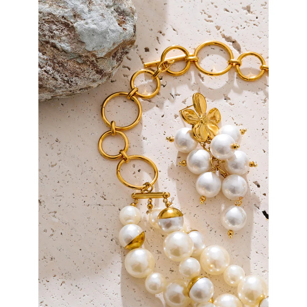 Layered Pearl-Accent Necklace or Earrings | Choose Your Design