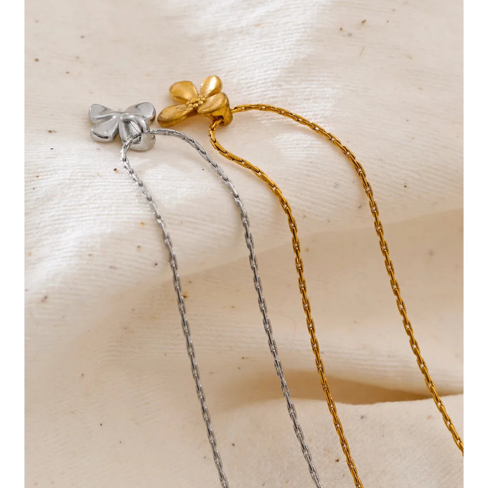 Petite Flower Pendant Necklace | Gold & Silver-Tone