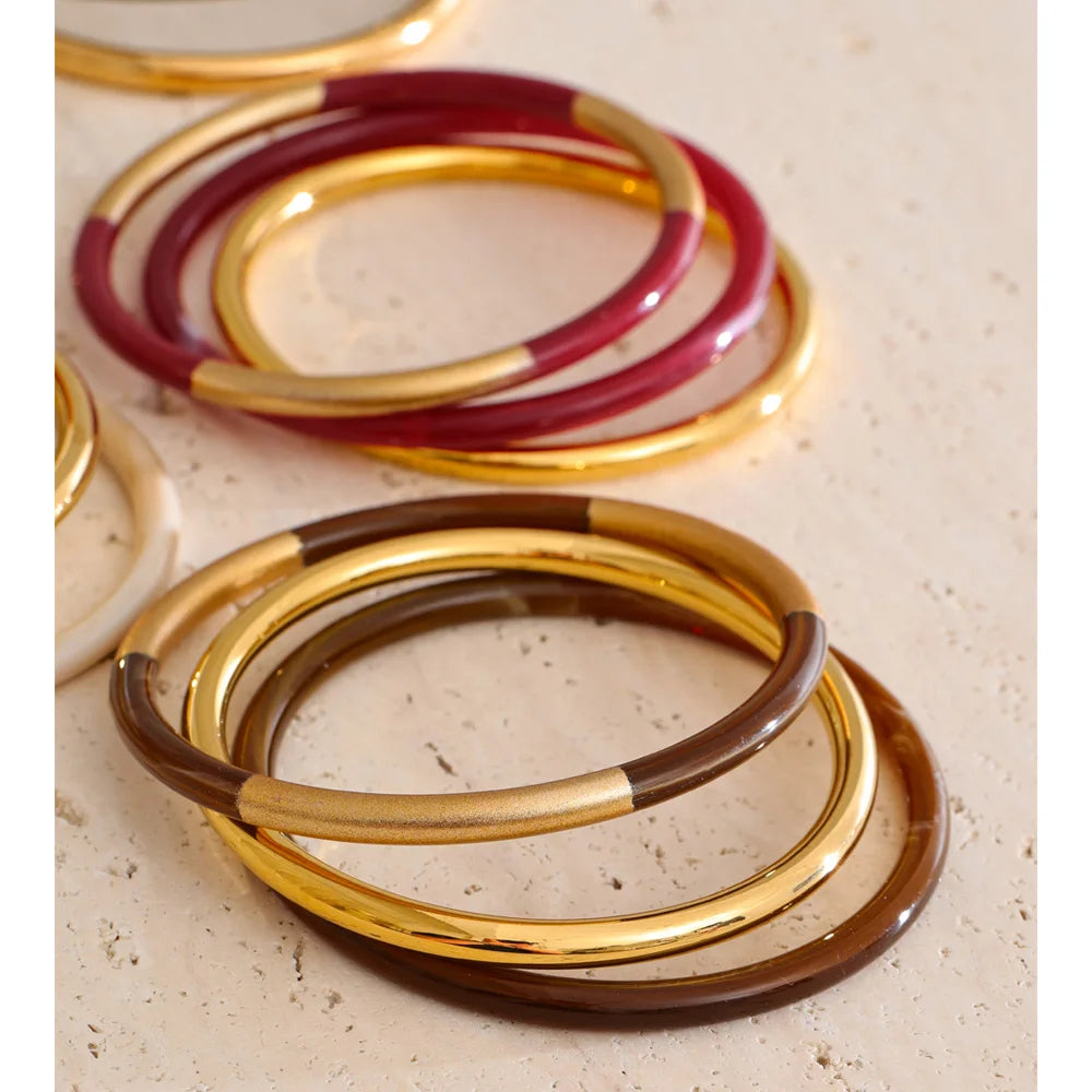 Colorful Resin-Accent Stacking Bangles | Choice of Colors