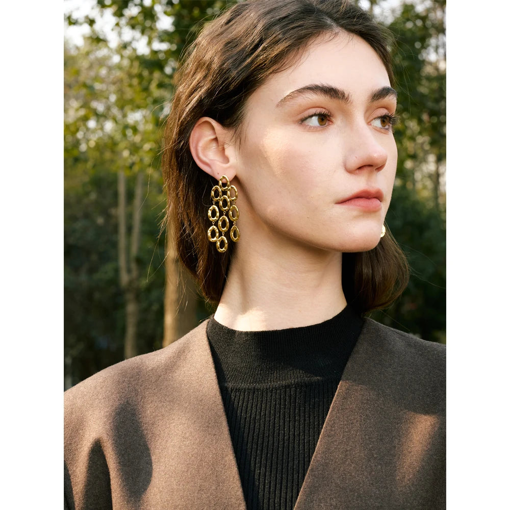 Sculptural Drop Dangle Earrings | Gold & Silver-Tone