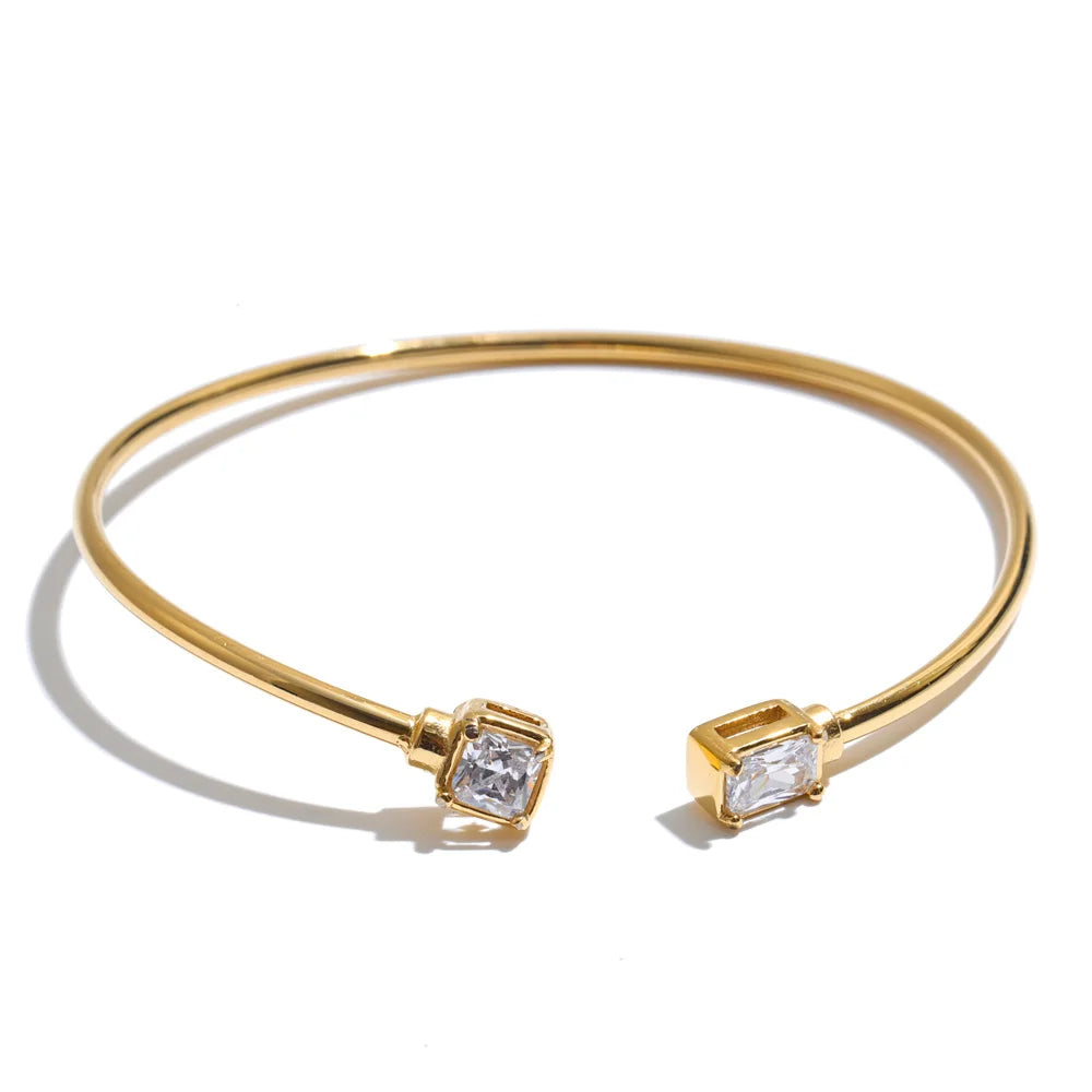 Heart & Square Zirconia Cuff Bracelet | Choice of Designs
