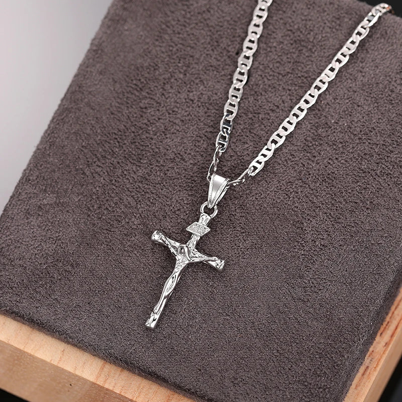 Two-Tone Cross Pendant Necklace | Unisex