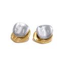 Two-Tone Geometric Stud Earrings | Modern Minimalist