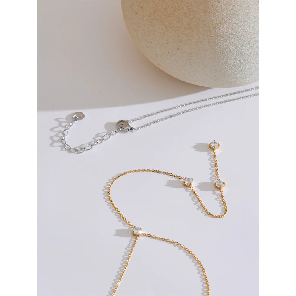 Cubic Zirconia Long Drop Necklace | Gold & Silver-Tone