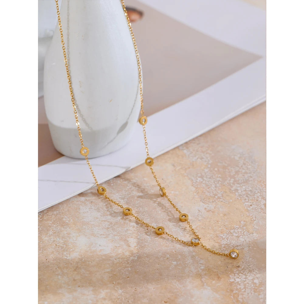 Delicate Zirconia Chain Necklace | Gold & Silver-Tone