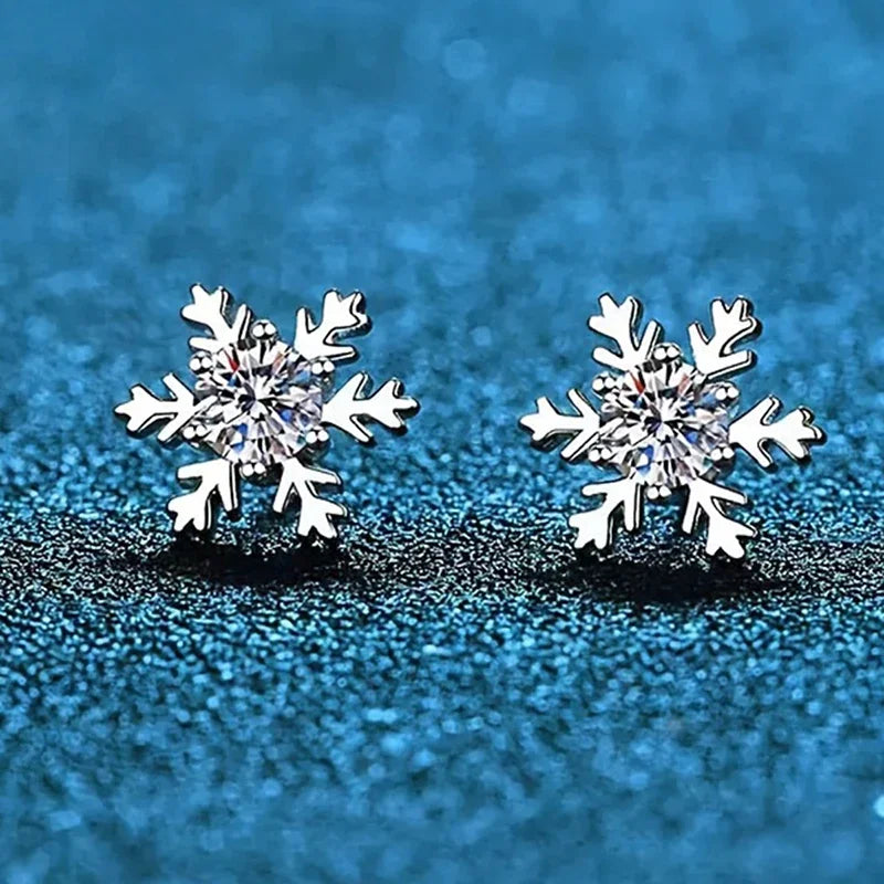 Delicate Snowflake Cubic Zirconia Stud Earrings