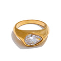 Teardrop Zirconia Statement Ring | Gold-Tone