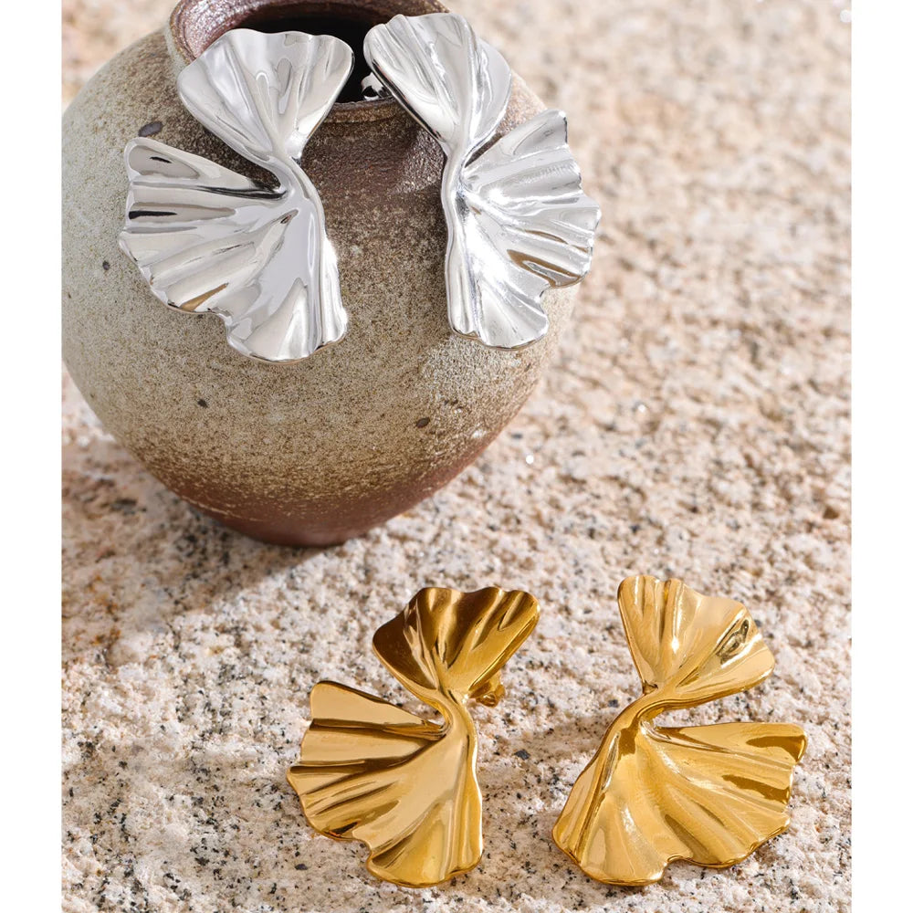 Sculpted Flower Stud Earrings | Gold & Silver-Tone