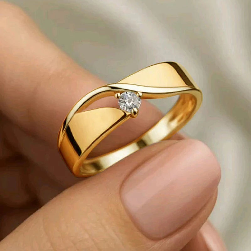 Twisted Band Cubic Zirconia Ring