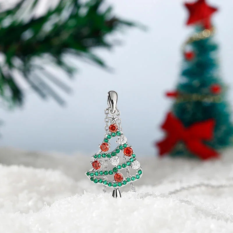 Christmas Tree Cubic Zirconia Pendant Necklace