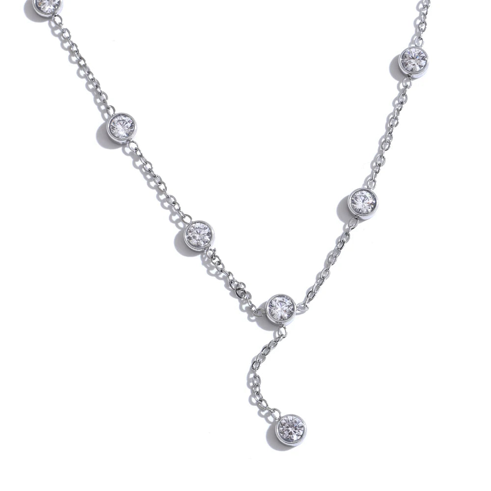 Delicate Zirconia Chain Necklace | Gold & Silver-Tone