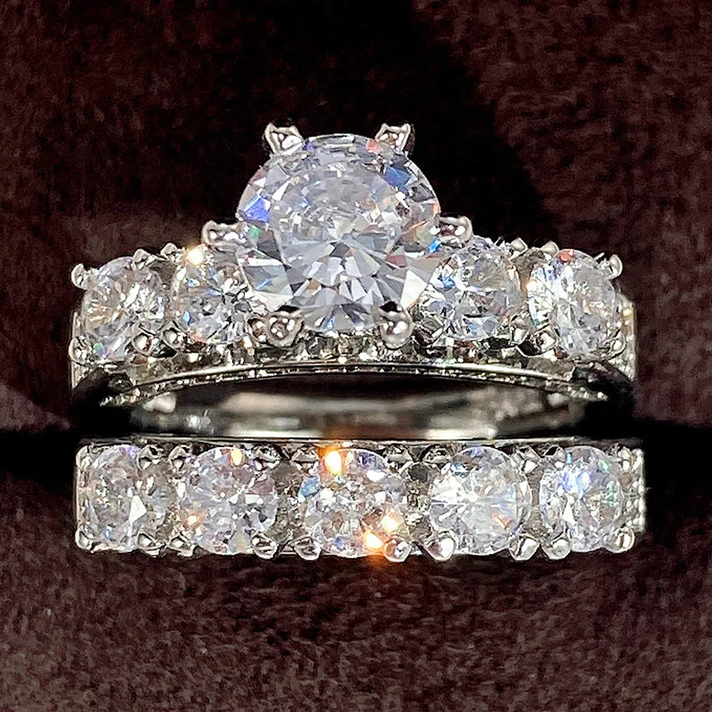 Double Stackable Cubic Zirconia Ring Set