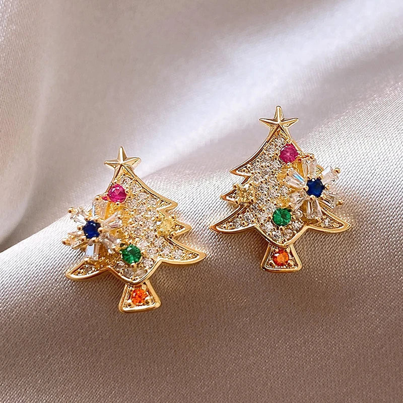 Colorful Christmas Tree Stud Earrings