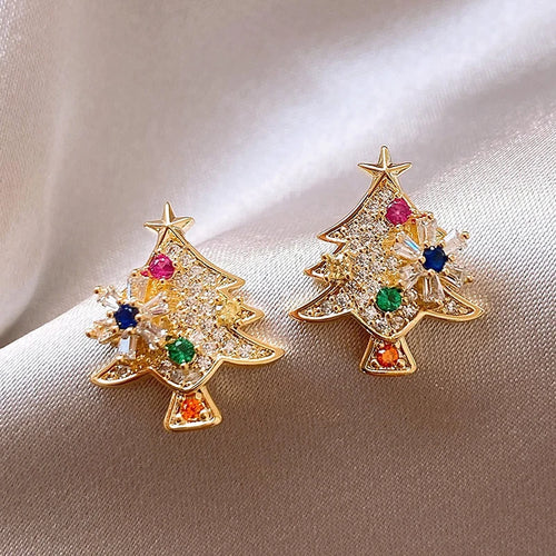 Colorful Christmas Tree Stud Earrings