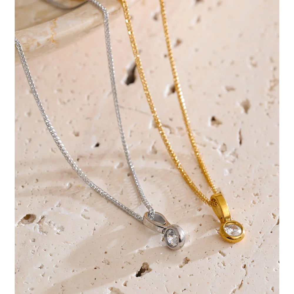 Petite CZ Pendant Necklace | Gold & Silver-Tone