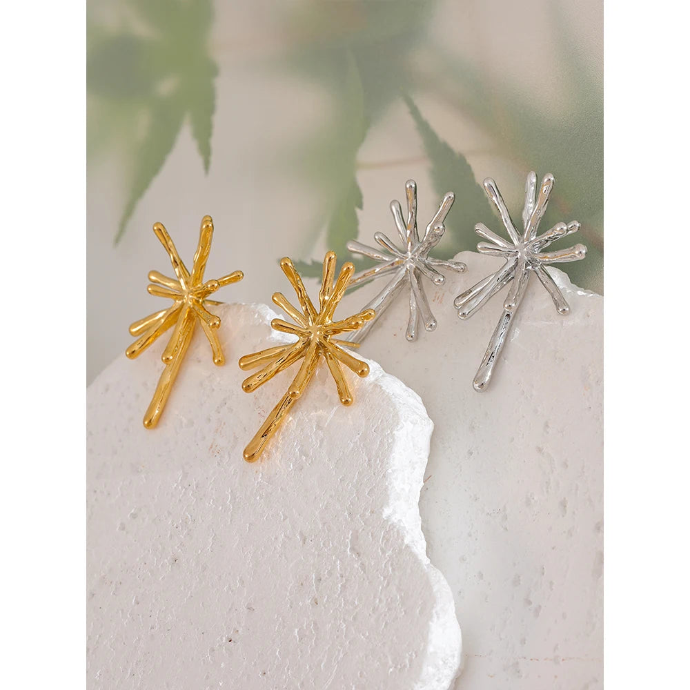 Textured Firework Stud Earrings | Gold & Silver-Tone