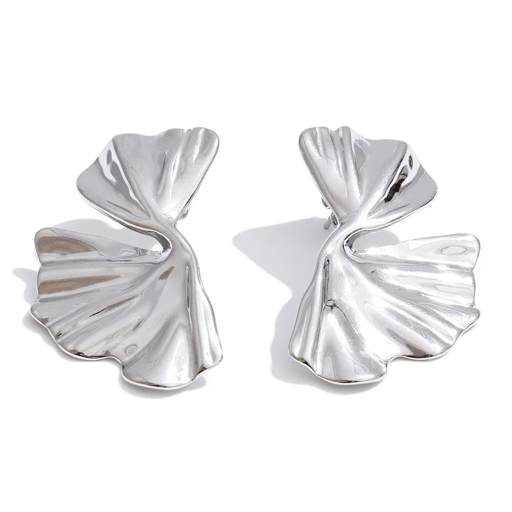 Sculpted Flower Stud Earrings | Gold & Silver-Tone