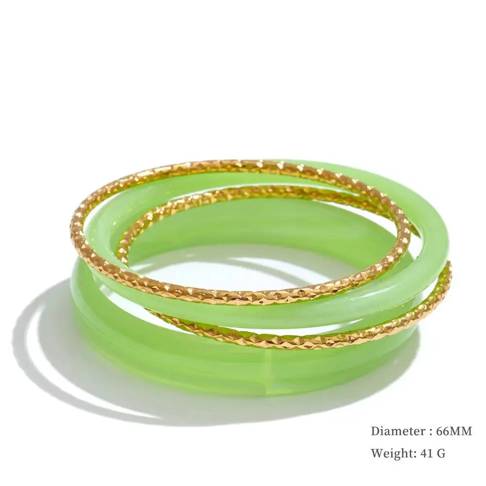 Colorful Resin-Accent Stacking Bangles | Choice of Colors